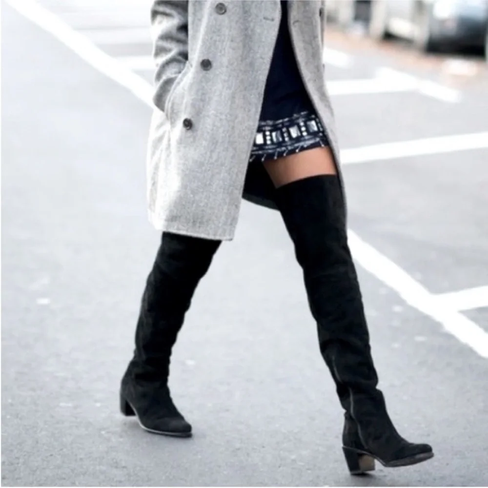 Stuart Weitzman Hitest Over The Knee Suede Boots Black Size 6